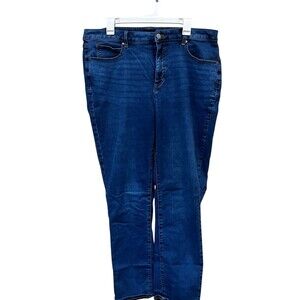 Talbots Straight Leg Curvy Dark Denim Jeans Women's Sz 16W Plus Stretch